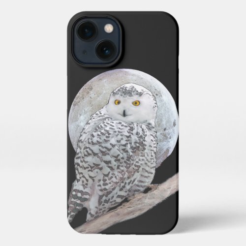 Snowy Owl and Moon Painting _ Original Bird Art iPhone 13 Case