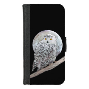 Snowy Owl and Moon Painting - Original Bird Art iPhone 8/7 Wallet Case