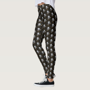 Snowy Owl and Moon Painting - Original Bird Art Leggings