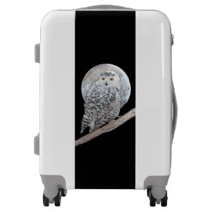 Snowy Owl and Moon Painting - Original Bird Art Luggage