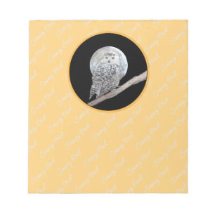 Snowy Owl and Moon Painting - Original Bird Art Notepad