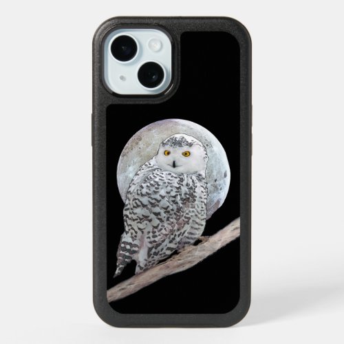 Snowy Owl and Moon Painting _ Original Bird Art iPhone 15 Case