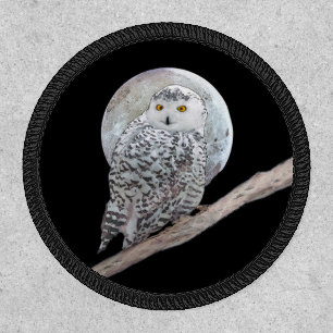 Snowy Owl and Moon Painting - Original Bird Art Patch