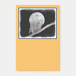 Snowy Owl and Moon Painting - Original Bird Art Post-it Notes