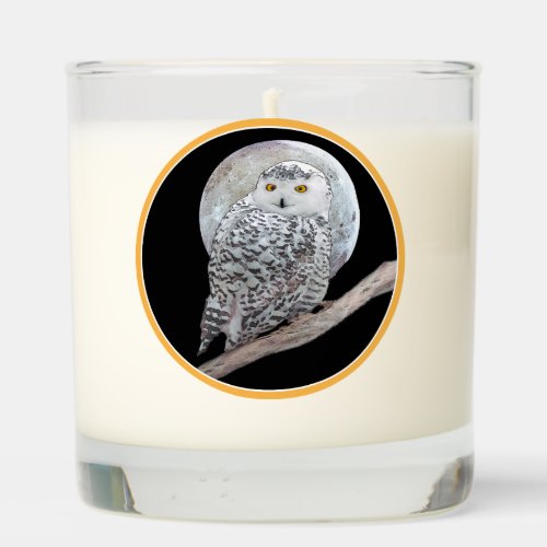 Snowy Owl and Moon Painting _ Original Bird Art Scented Candle