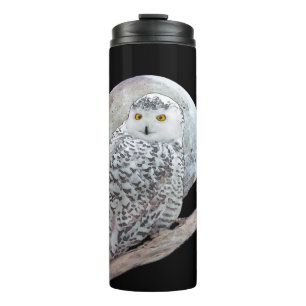 Snowy Owl and Moon Painting - Original Bird Art Thermal Tumbler