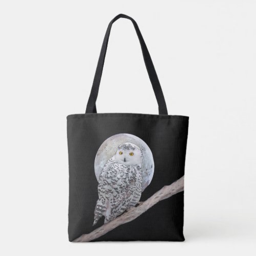 Snowy Owl and Moon Painting _ Original Bird Art Tote Bag