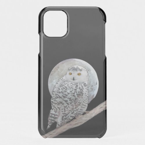 Snowy Owl and Moon Painting _ Original Bird Art iPhone 11 Case