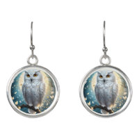 Snowy Owl And Moon With Sparkle,