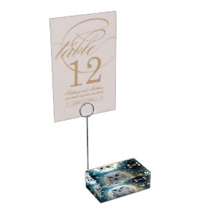 Snowy Owl And Moon With Sparkle, Place Card Holder