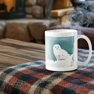 Snowy Owl Arctic Winter Sky Snow Teal Coffee Mug