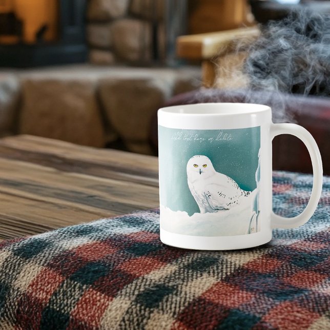 Snowy Owl Arctic Winter Sky Snow Teal Coffee Mug (Creator Uploaded)