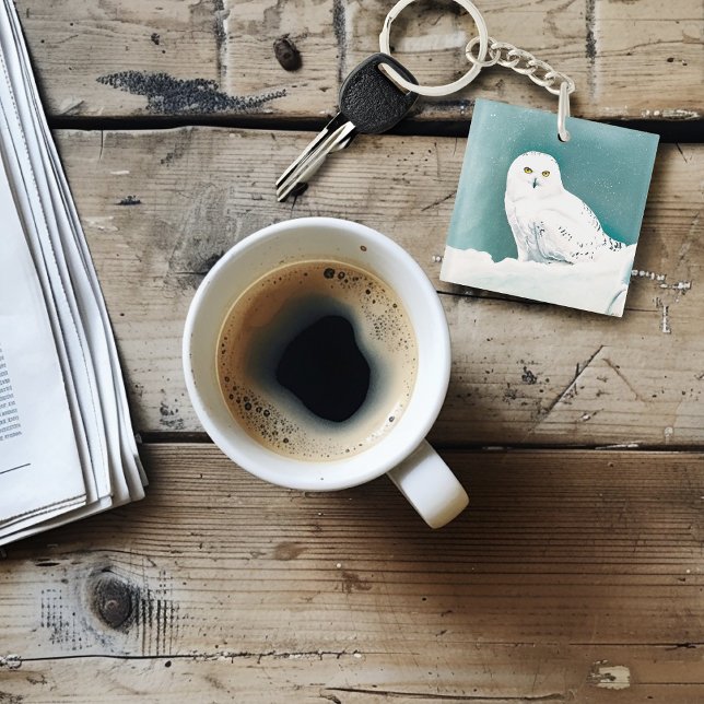 Snowy Owl Arctic Winter Sky Snow Teal Keychain (Creator Uploaded)