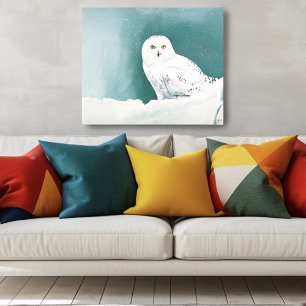 Snowy Owl Arctic Winter Sky Snow Teal Poster