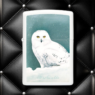 Snowy Owl Arctic Winter Sky Snow Teal Zippo Lighter