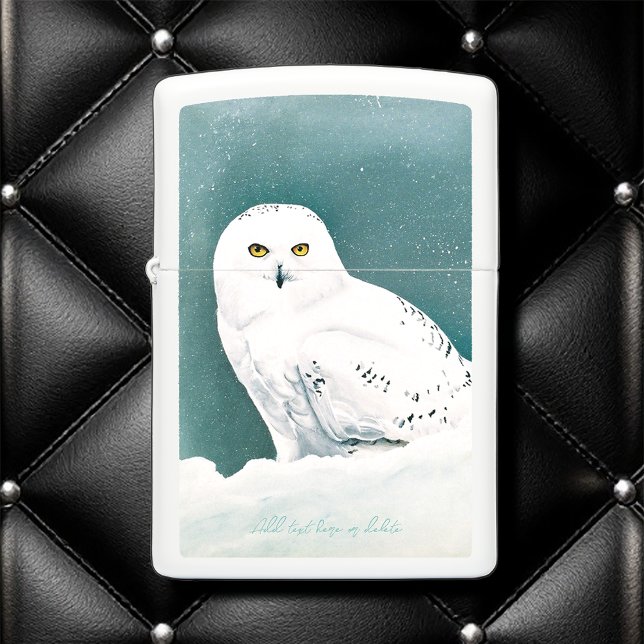 Snowy Owl Arctic Winter Sky Snow Teal Zippo Lighter (Creator Uploaded)