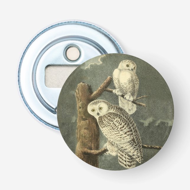Snowy Owl Audubon Bird Artwork Bottle Opener (Front)