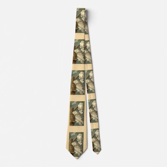Snowy Owl Audubon Bird Artwork Neck Tie (Front)