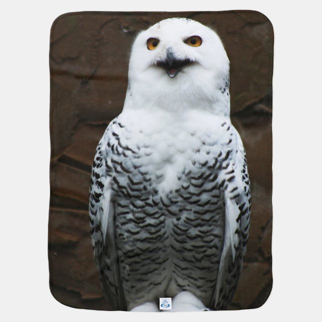 Snowy Owl bbi Baby Blanket (Back)