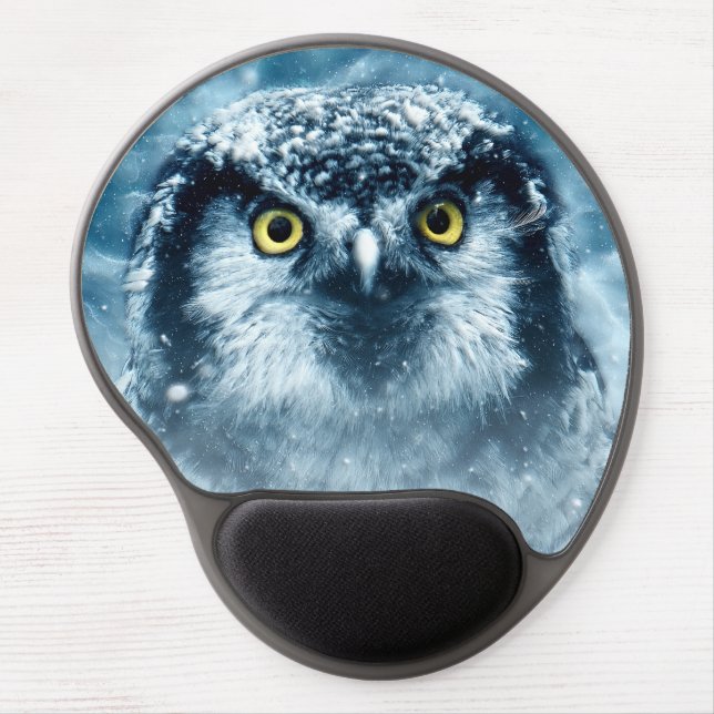 Snowy Owl Big Eyes Gel Mouse Pad (Front)