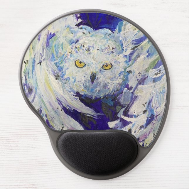 Snowy Owl Bird Knowledge White Maureen Girard Gel Mouse Pad (Front)