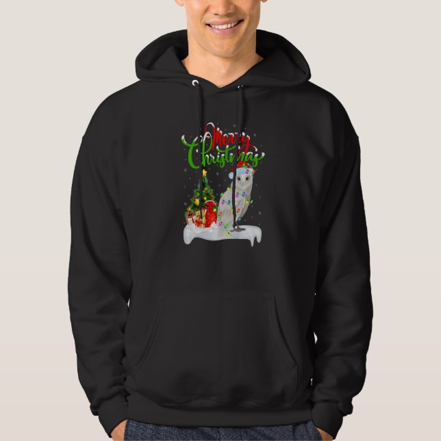 Snowy Owl Bird  Xmas Decorations Snowy Owl Christm Hoodie (Front)