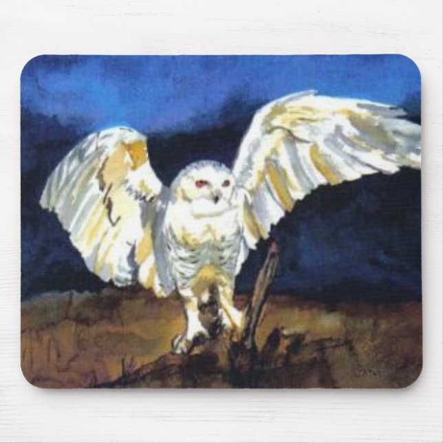 Snowy Owl by Paula Atwell Mouse Pad (Front)