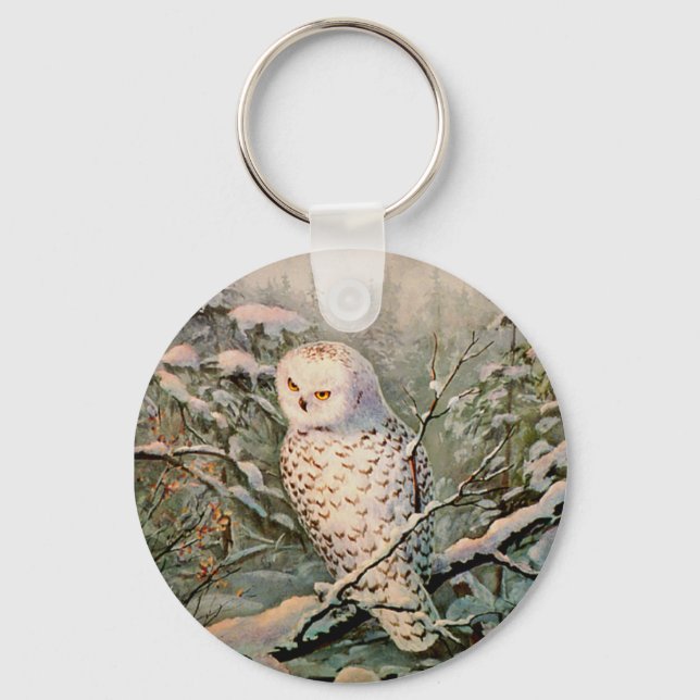 SNOWY OWL by SHARON SHARPE Keychain (Front)