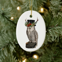 Snowy Owl Ceramic Christmas ornament