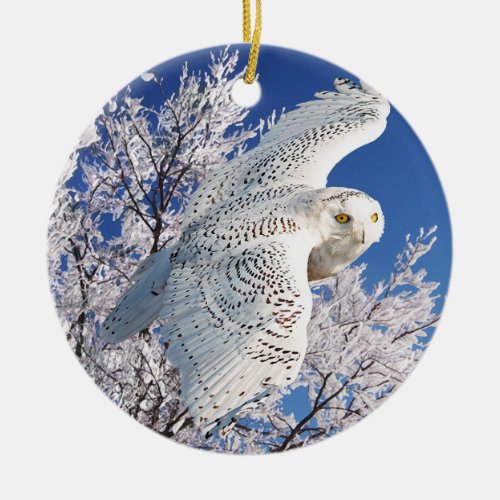 Snowy Owl Ceramic Ornament