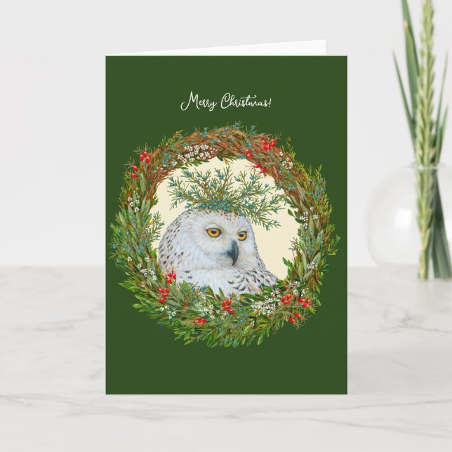 Snowy owl Christmas card (Front)