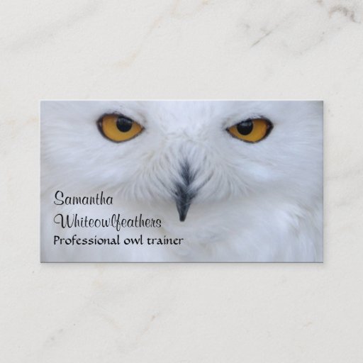 Customizable Snowy owl close up photo business card