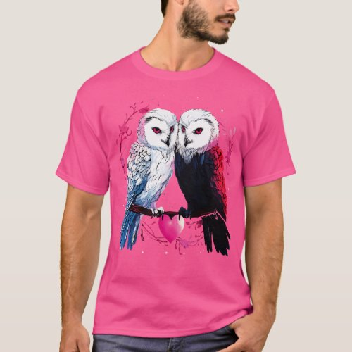 Snowy Owl Couple Valentine T_Shirt