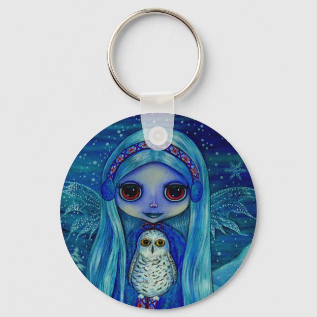 Snowy Owl Fairy Keychain (Front)