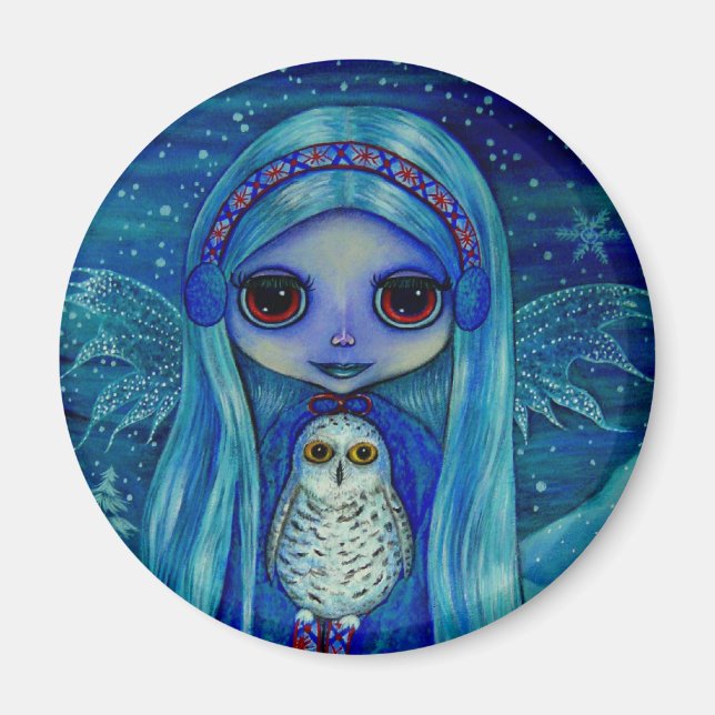 Snowy Owl Fairy Magnet (Front)