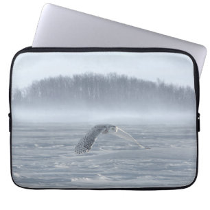 Snowy Owl Flying In Winter Laptop Sleeve