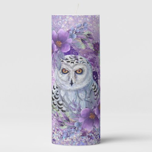 Snowy owl goddess art by Renee  Pillar Candle