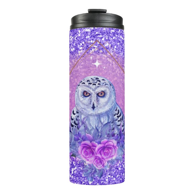 Snowy owl goddess art by Renee Thermal Tumbler (Front)