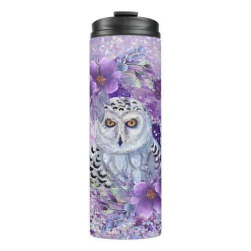 Snowy owl goddess art by Renee Thermal Tumbler