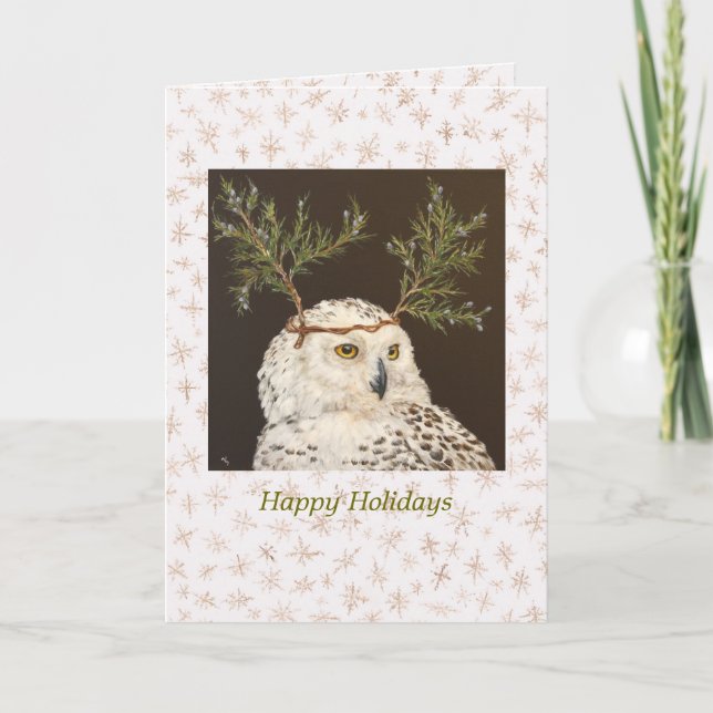 Snowy Owl holiday card (Front)