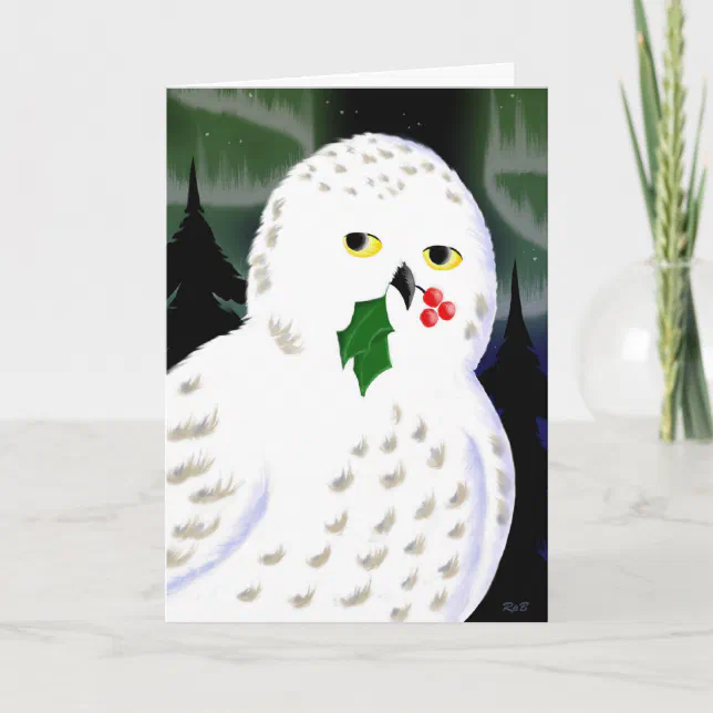 Snowy Owl Holiday Greeting Card | Zazzle