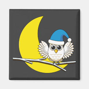 Snowy Owl in a New Moon Winter Night Magnet
