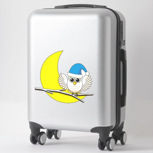 Snowy Owl in a New Moon Winter Night Sticker (Suitcase)
