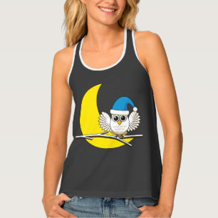 Snowy Owl in a New Moon Winter Night Tank Top