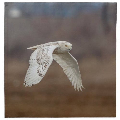 Snowy owl in flight cloth napkin