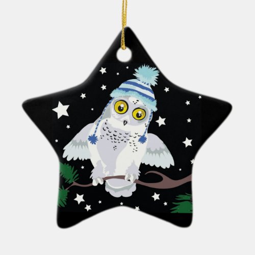 Snowy Owl in Hat Hoot ornament