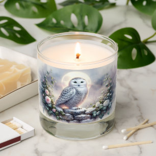 Snowy Owl in Moonlit Winter Garden Scented Candle