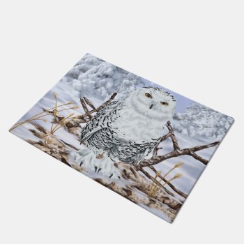 Snowy Owl In Snow Doormat by PaintedDreamsDesigns at Zazzle