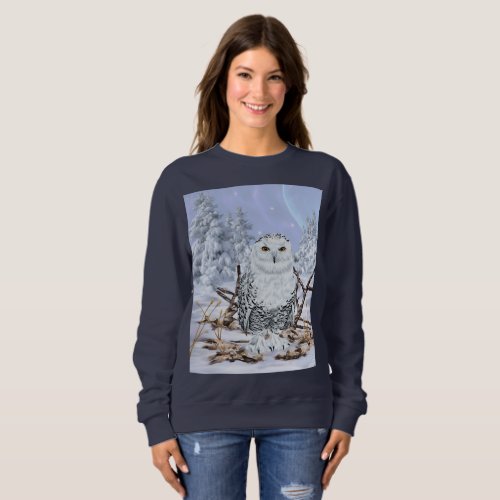 Snowy Owl in Snow Sweatshirt