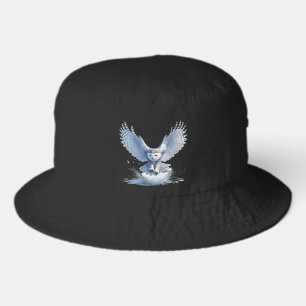 Snowy Owl in the Midst of a Swoop Bucket Hat